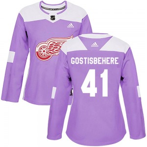 Women's Shayne Gostisbehere Detroit Red Wings Adidas Authentic Purple Hockey Fights Cancer Practice Jersey