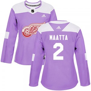 Women's Olli Maatta Detroit Red Wings Adidas Authentic Purple Hockey Fights Cancer Practice Jersey