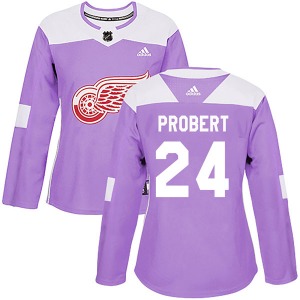 Women's Bob Probert Detroit Red Wings Adidas Authentic Purple Hockey Fights Cancer Practice Jersey