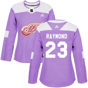 Women's Lucas Raymond Detroit Red Wings Adidas Authentic Purple Hockey Fights Cancer Practice Jersey